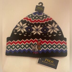 POLO RALPH LAUREN Bear Husky Dog Sled Beanie Hat Unisex